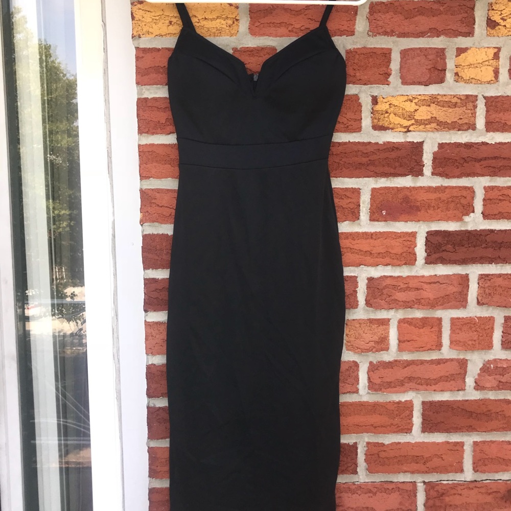 Vneckline, Black bodcon fitted dress PROM